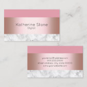 Eleganter moderner Küken-Rosengoldrosamarmor Visitenkarte (Vorne/Hinten)