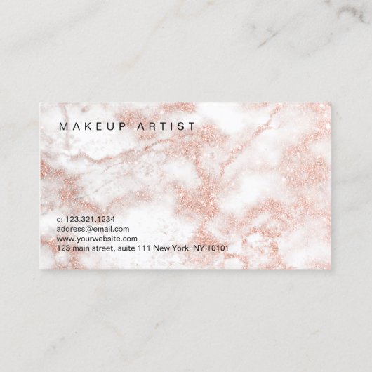 Eleganter, moderner Kupferbarsch-Glitzer-Rose Visitenkarte (Rückseite)