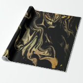 Eleganter, moderner Kupfergold in schwarzem Marmor Geschenkpapier (Ungerollt)
