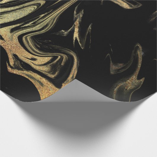 Eleganter, moderner Kupfergold in schwarzem Marmor Geschenkpapier (Ecke)