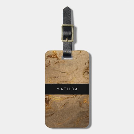 Eleganter moderner Kupfergold-Look Gepäckanhänger (Vorderseite vertikal)