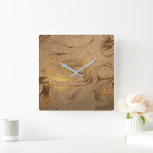 Eleganter moderner Kupfergold-Look Quadratische Wanduhr (Zuhause)