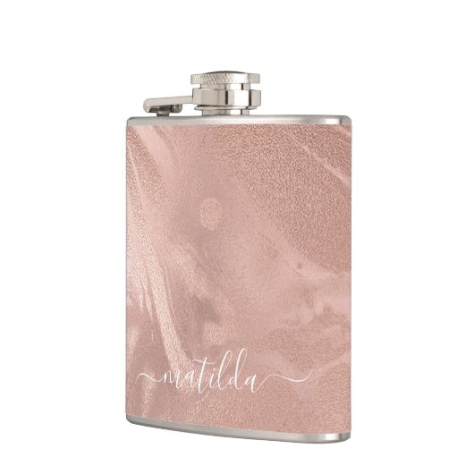 Eleganter, moderner Kupfergold-Marmor der Rose Flachmann (Links)