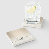 Eleganter, moderner Kupfergold-Marmor Steinuntersetzer (Seitenansicht)