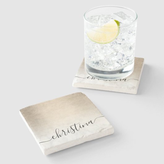 Eleganter, moderner Kupfergold-Marmor Steinuntersetzer (Seitenansicht)