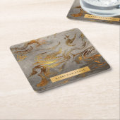 Eleganter moderner Kupfergold- und Silbermarmor-Lo Rechteckiger Pappuntersetzer (angewinkelt)