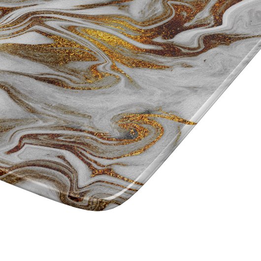 Eleganter, moderner Kupfergold und weißer Marmor-L Schneidebrett (Ecke)