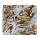 Eleganter, moderner Kupfergold und weißer Marmor-L Schneidebrett (Vorderseite)