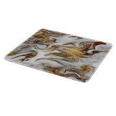 Eleganter, moderner Kupfergold und weißer Marmor-L Schneidebrett (Ecke)