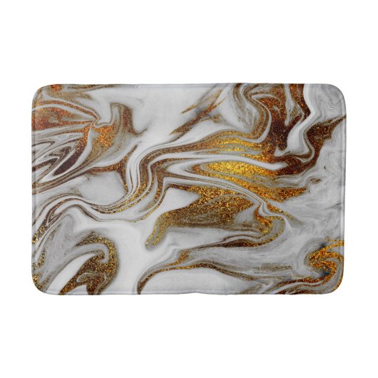 Eleganter moderner Kupfergold und weißer Marmor-Lo Badematte (Vorderseite)