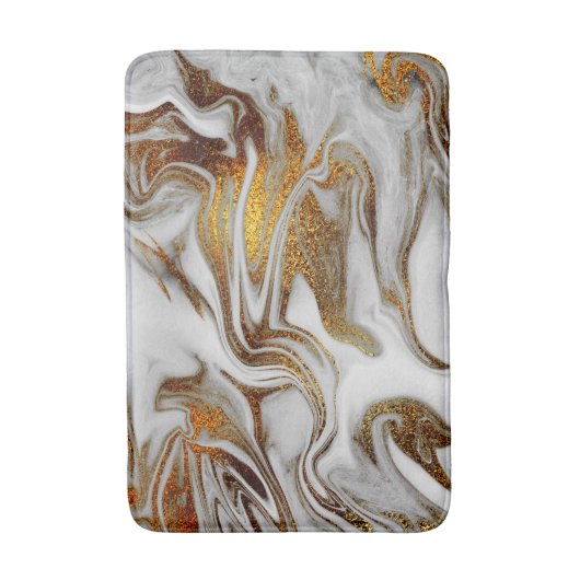 Eleganter moderner Kupfergold und weißer Marmor-Lo Badematte (Vorderseite Vertikal)