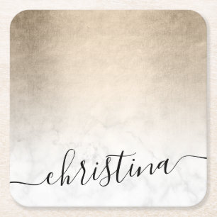 Eleganter, moderner Kupfergoldmarmor Rechteckiger Pappuntersetzer