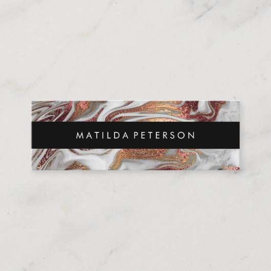 Eleganter, moderner Kupfermarmor aus Rose Mini Visitenkarte (Vorderseite)