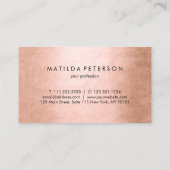 Eleganter, moderner Kupfermarmor mit weißer Rose Visitenkarte (Rückseite)