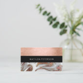 Eleganter, moderner Kupfermarmor mit weißer Rose Visitenkarte (Stehend Vorderseite)