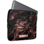 Eleganter, moderner Kupferstich aus Rose mit goldf Laptopschutzhülle (Vorne Rechts)