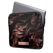 Eleganter, moderner Kupferstich aus Rose mit goldf Laptopschutzhülle (Vorderseite Links)