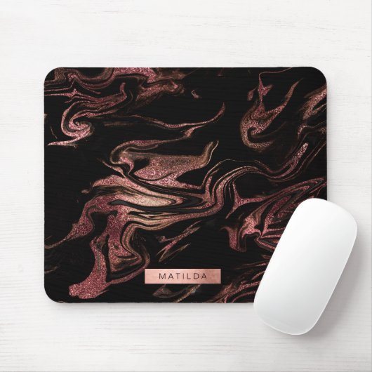 Eleganter, moderner Kupferstich aus Rose mit goldf Mousepad (Mit Mouse)