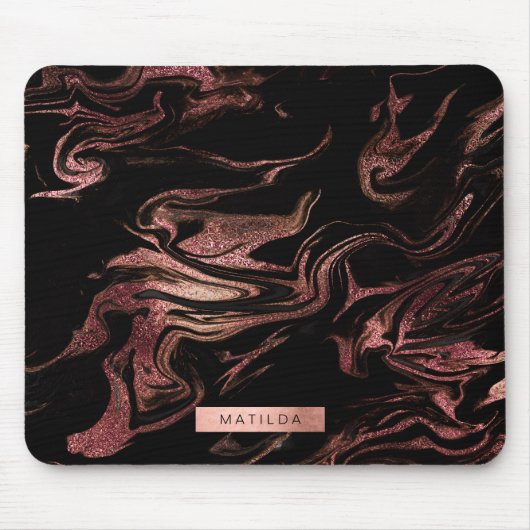 Eleganter, moderner Kupferstich aus Rose mit goldf Mousepad (Vorne)