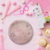 Eleganter, moderner Kupferstich mit goldfarbenem M Pappteller (Party)