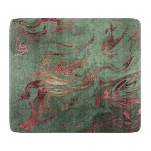 Eleganter, moderner Kupferstich mit goldgrünem Ma Schneidebrett