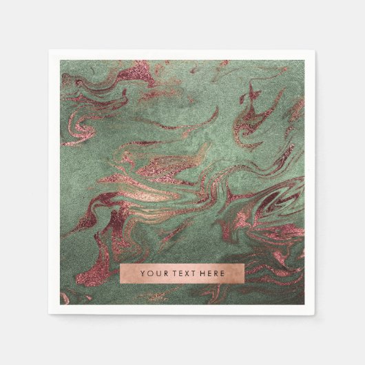 Eleganter, moderner Kupferstich mit goldgrünem Mar Serviette (Vorderseite)
