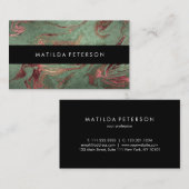 Eleganter, moderner Kupferstich mit goldgrünem Mar Visitenkarte (Vorne/Hinten)
