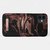 Eleganter, moderner Kupferstich-Rose-Goldgold-Marm Case-Mate iPhone Hülle (Rückseite (Horizontal))