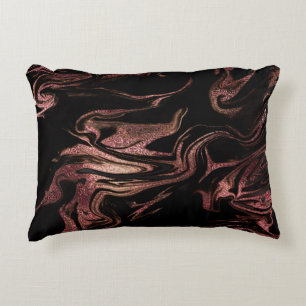 Eleganter, moderner Kupferstich-Rose-Goldgold-Marm Dekokissen
