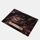 Eleganter, moderner Kupferstich-Rose-Goldgold-Marm Fußmatte (Schrägansicht)