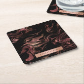 Eleganter, moderner Kupferstich-Rose-Goldgold-Marm Rechteckiger Pappuntersetzer (angewinkelt)