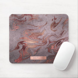 Eleganter, moderner Kupferstich-Rose mit lila Marm Mousepad