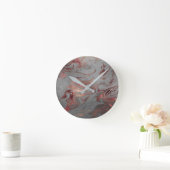 Eleganter, moderner Kupferstich-Rose mit silberfar Runde Wanduhr (Zuhause)