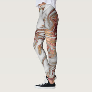 Eleganter, moderner Kupferstich-Rose mit weißem M Leggings