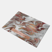 Eleganter, moderner Kupferstich-Rose mit weißem Ma Fußmatte (Schrägansicht)