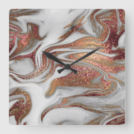 Eleganter, moderner Kupferstich-Rose mit weißem Ma Quadratische Wanduhr