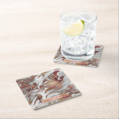 Eleganter, moderner Kupferstich-Rose mit weißem Ma Rechteckiger Pappuntersetzer (Vor Ort)