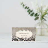 Eleganter, moderner Leopard Print Glitzer Ombre Visitenkarte (Stehend Vorderseite)