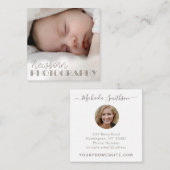 Eleganter moderner Lichtbogen Neugeborener Fotogra Quadratische Visitenkarte (Vorne/Hinten)