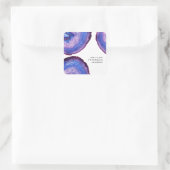 Eleganter, moderner, lila Agate Geode Stein Quadratischer Aufkleber (Tasche)