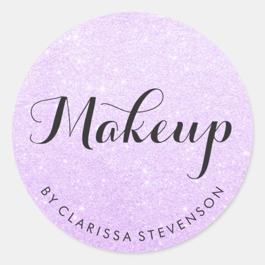 Eleganter, moderner lila Glitzer Runder Aufkleber (Vorderseite)