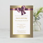 ELEGANTER MODERNER LILA GOLD EINLADUNG (Stehend Vorderseite)