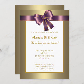 ELEGANTER MODERNER LILA GOLD EINLADUNG