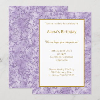 ELEGANTER MODERNER LILA MARMOR GLITZER EINFACH EINLADUNG