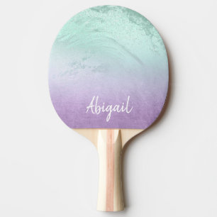 Eleganter, moderner, lila und minter Glitzer-Marmo Tischtennis Schläger