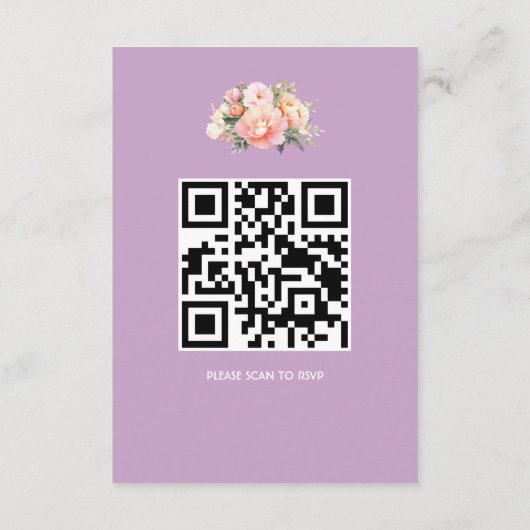 Eleganter moderner Lilac Wedding QR Code UAWG Begleitkarte (Rückseite)