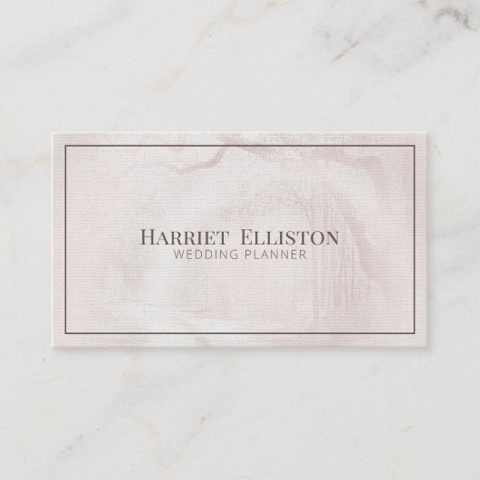 Eleganter moderner Linenstoff Olive Wedding Planne Visitenkarte (Vorderseite)