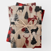 Eleganter moderner Lumberjack-Elch kariert Geschenkpapier Set (Beispiel)