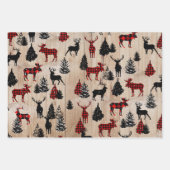 Eleganter moderner Lumberjack-Elch kariert Geschenkpapier Set (Vorderseite)