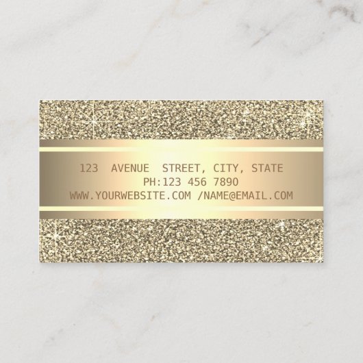 Eleganter, moderner Luxus-Glitzer, Goldstreifen, L Visitenkarte (Rückseite)